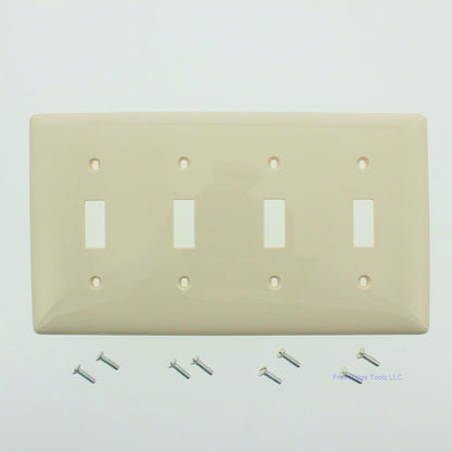 Hubbell NP4LA Light Almond 4-Gang Toggle Unbreakable Standard Wallplate Cover
