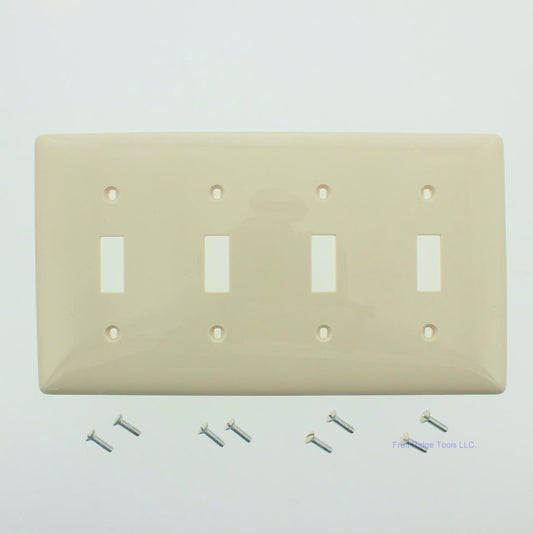 Hubbell NP4LA Light Almond 4-Gang Toggle Unbreakable Standard Wallplate Cover