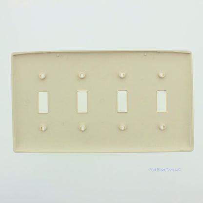 Hubbell NP4LA Light Almond 4-Gang Toggle Unbreakable Standard Wallplate Cover