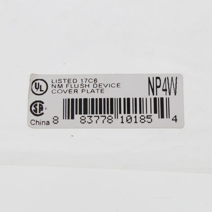 Hubbell NP4W White 4-Gang Toggle Switch Unbreakable Nylon Standard Wallplate