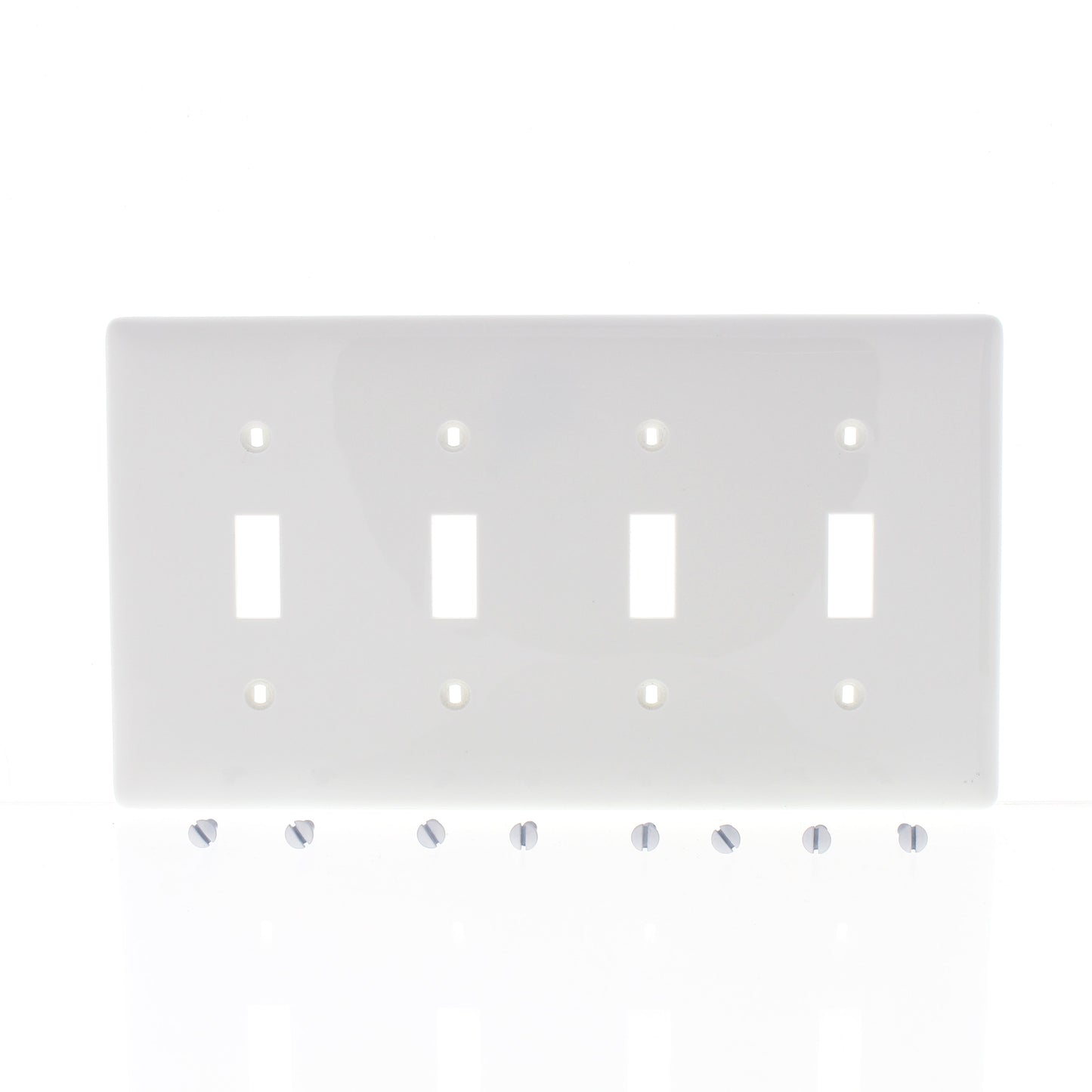 Hubbell NP4W White 4-Gang Toggle Switch Unbreakable Nylon Standard Wallplate