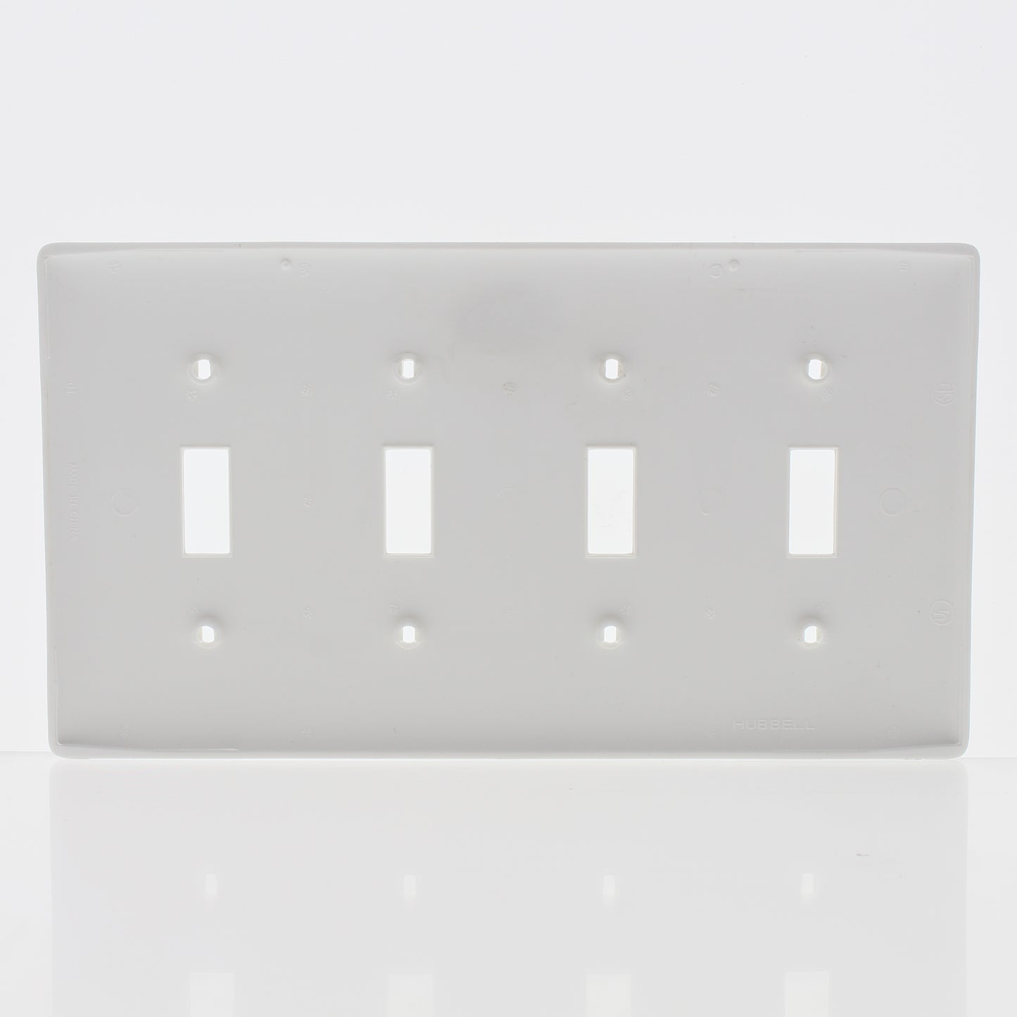 Hubbell NP4W White 4-Gang Toggle Switch Unbreakable Nylon Standard Wallplate