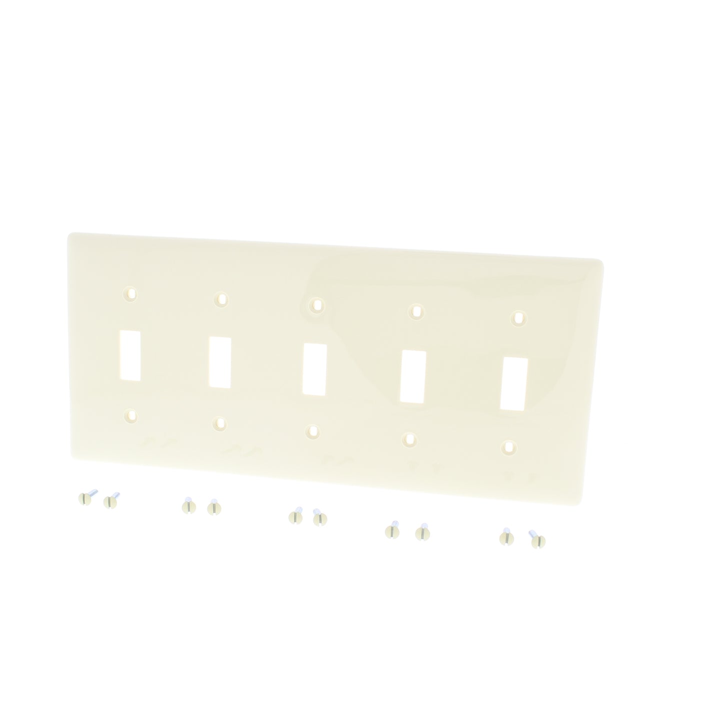 Hubbell NP5I Ivory Unbreakable 5-Gang Toggle Switch Covers Nylon Wallplate 10pcs