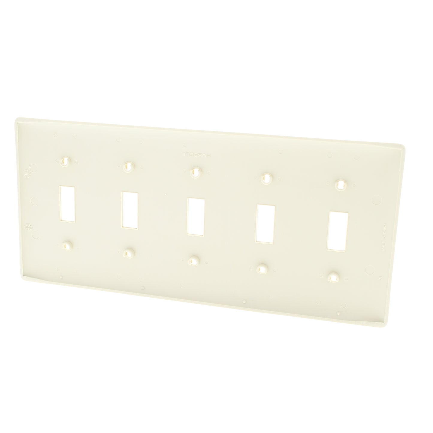 Hubbell NP5I Ivory Unbreakable 5-Gang Toggle Switch Covers Nylon Wallplate 10pcs
