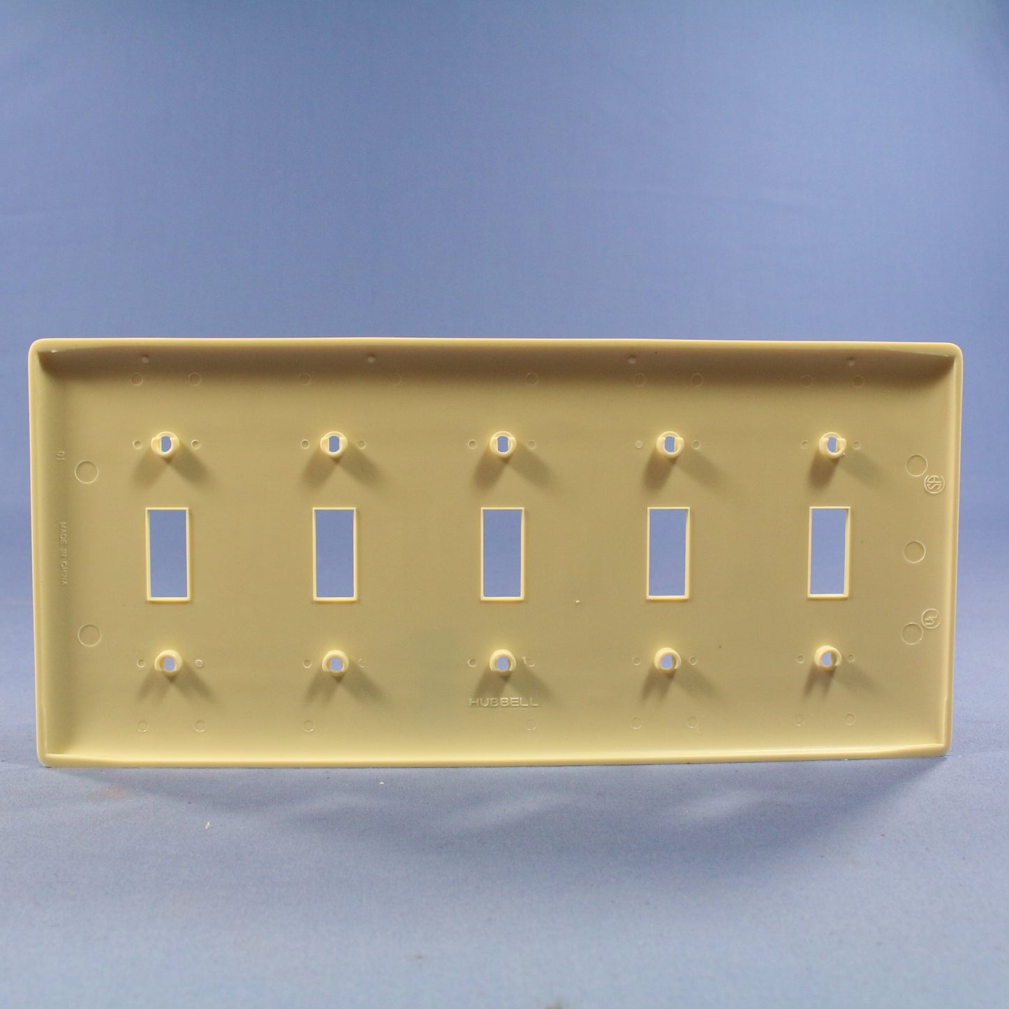 Hubbell NP5I Ivory 5-Gang Toggle Switch Unbreakable Nylon Standard Wallplate