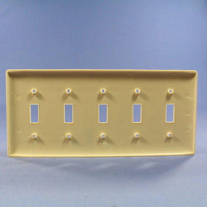 Hubbell NP5I Ivory 5-Gang Toggle Switch Unbreakable Nylon Standard Wallplate