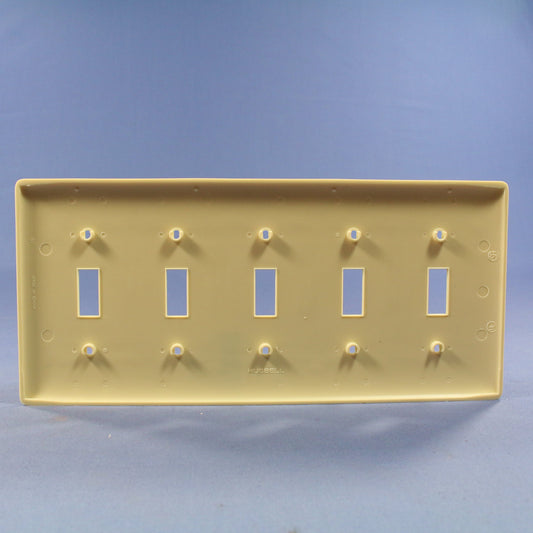 Hubbell NP5I Ivory 5-Gang Toggle Switch Unbreakable Nylon Standard Wallplate