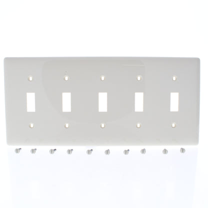 Hubbell NP5LA Light Almond Unbreakable 5-Gang Switch Cover Nylon Wallplate 10pcs