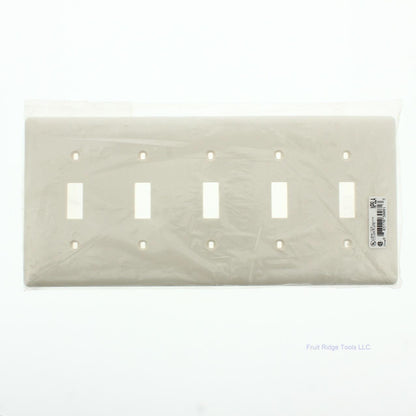 Hubbell NP5LA Light Almond 5-Gang Toggle Unbreakable Standard Wallplate Cover