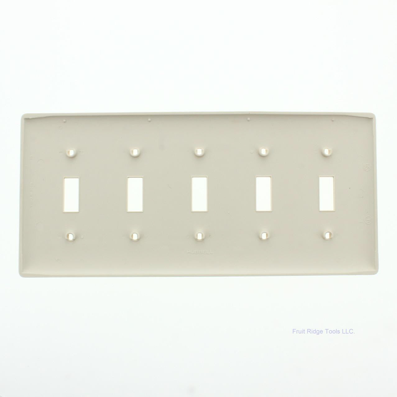 Hubbell NP5LA Light Almond 5-Gang Toggle Unbreakable Standard Wallplate Cover