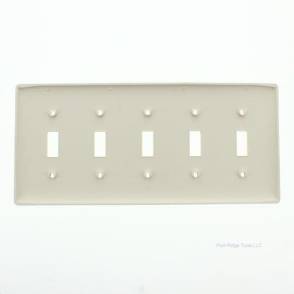 Hubbell NP5LA Light Almond 5-Gang Toggle Unbreakable Standard Wallplate Cover