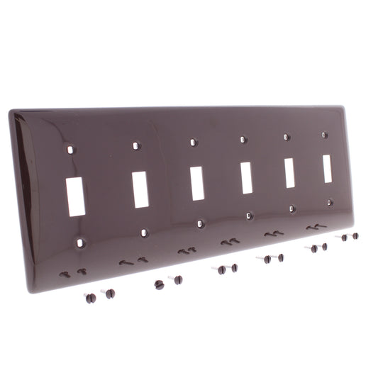 Hubbell NP6 Brown Unbreakable 6-Gang Switch Covers Wallplate Switchplate 10-Pack