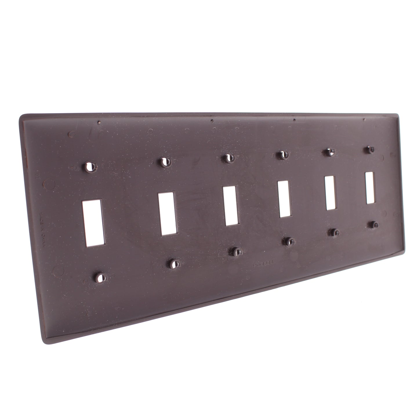 Hubbell NP6 Brown 6-Gang Unbreakable Toggle Switch Nylon Standard Size Wallplate