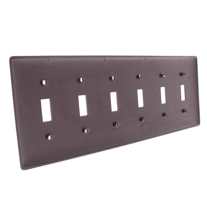 Hubbell NP6 Brown 6-Gang Unbreakable Toggle Switch Nylon Standard Size Wallplate
