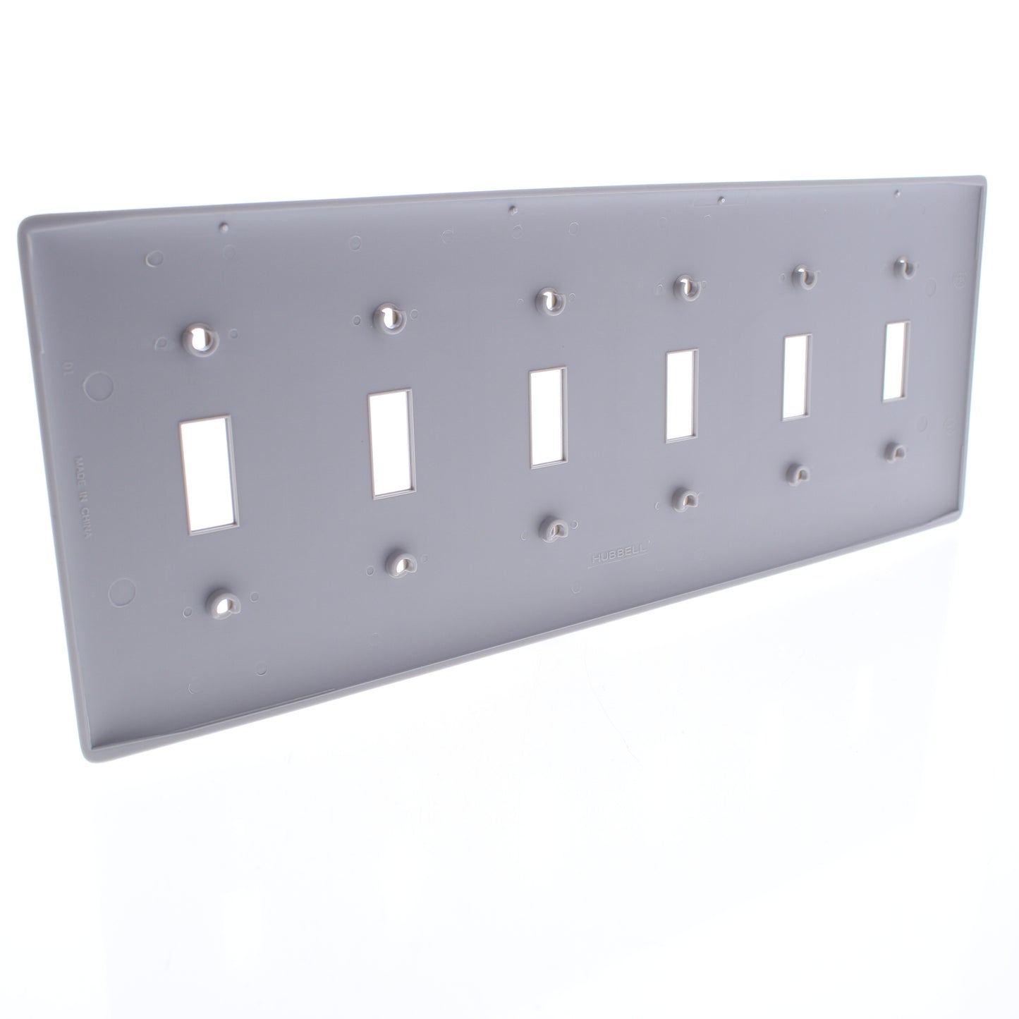 Hubbell NP6GY Gray Unbreakable 6-Gang Toggle Switch Covers Nylon Wallplate 10pcs