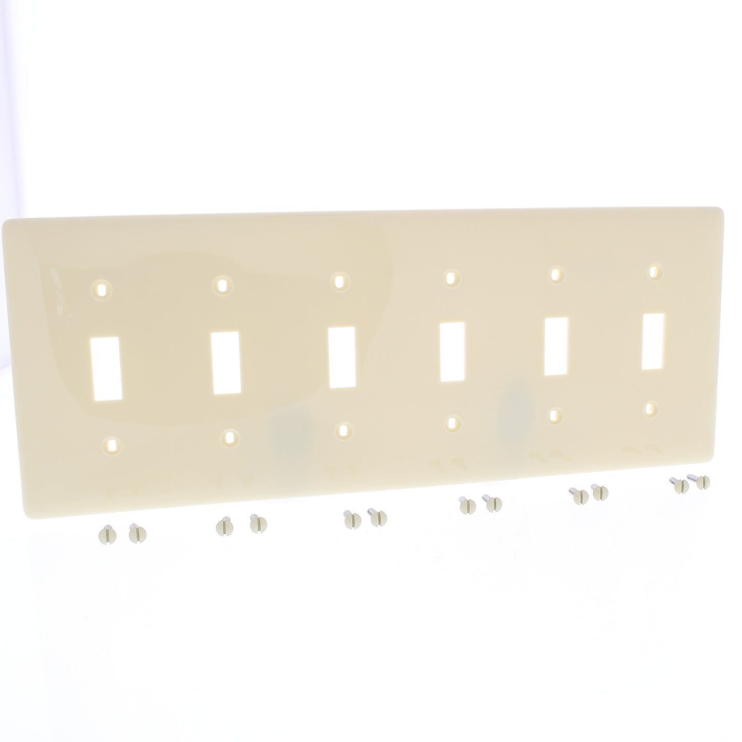 Hubbell NP6I Ivory 6-Gang Toggle Switch Unbreakable Nylon Standard Wallplate