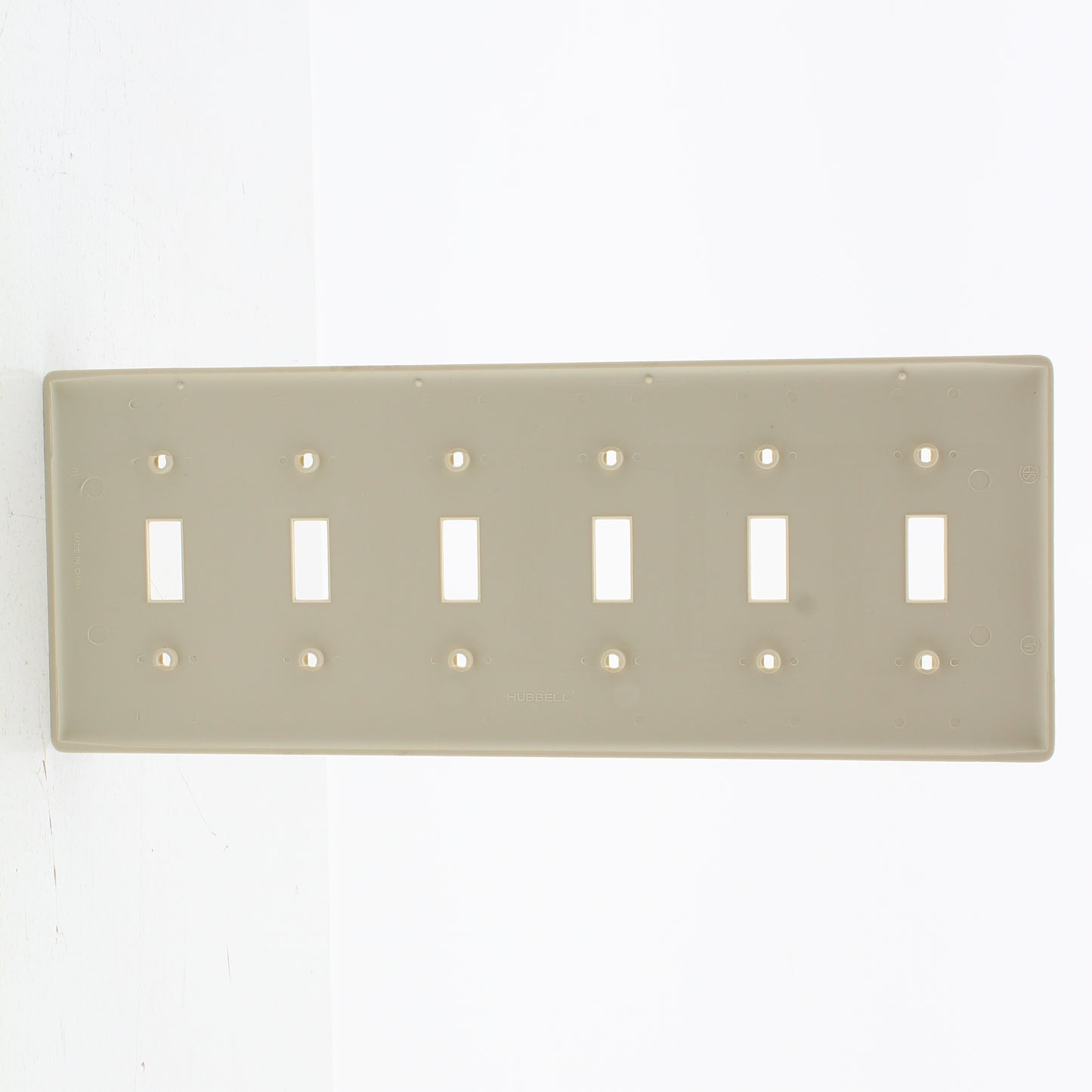 Hubbell NP6LA Light Almond 6-Gang Toggle Unbreakable Standard Wallplate Cover