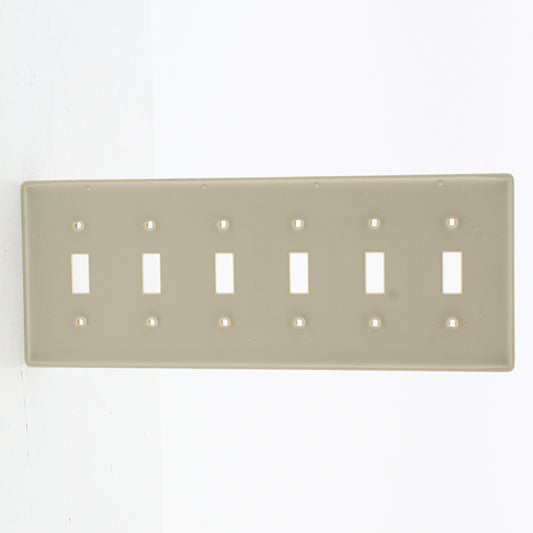 Hubbell NP6LA Light Almond 6-Gang Toggle Unbreakable Standard Wallplate Cover