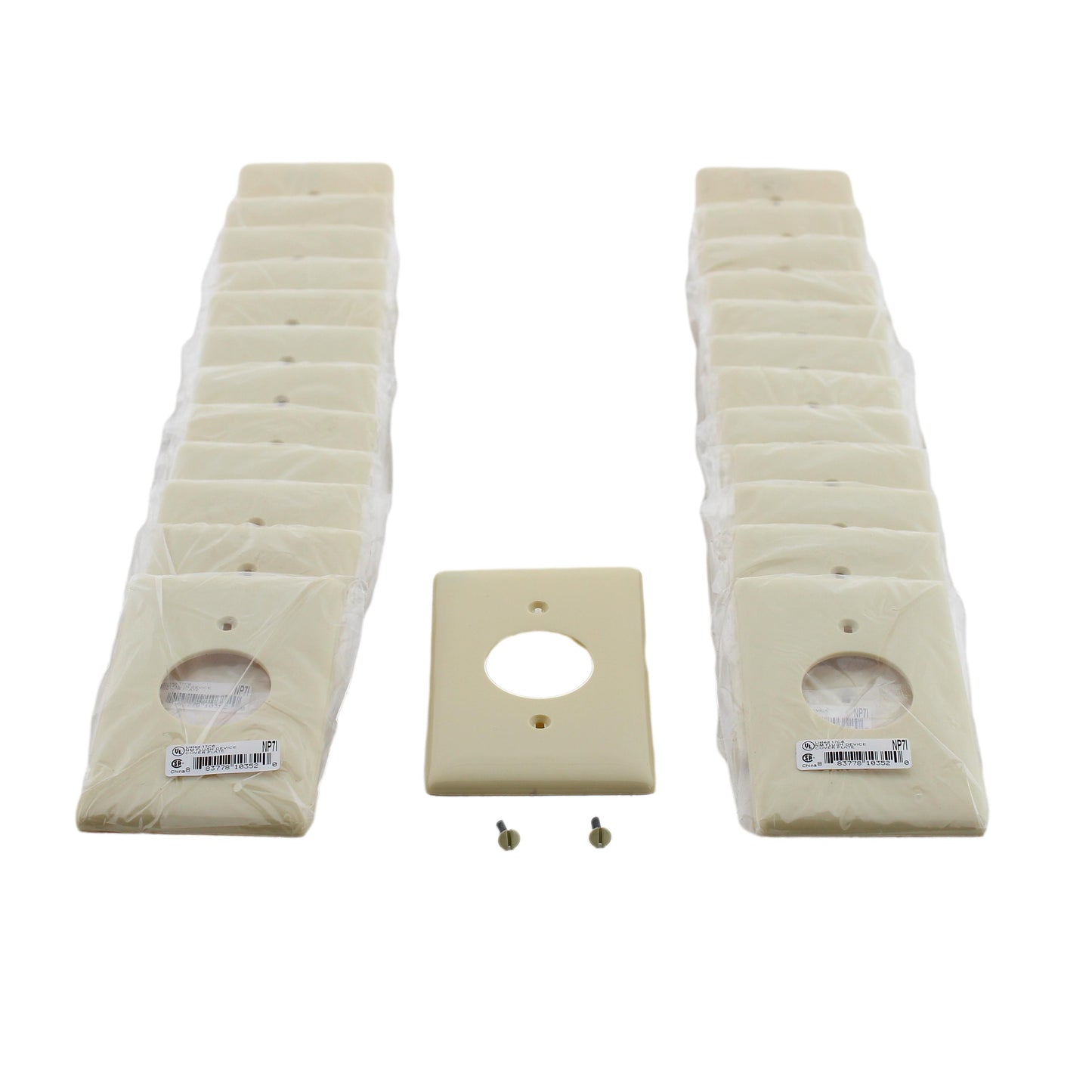 Hubbell NP7I Ivory 1-Gang 1.406" Outlet Unbreakable Nylon Wallplate Cover 25pcs