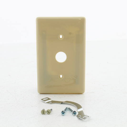 Hubbell NP730I Ivory 1-Gang Telephone .625" Hole Wallplate Cover Strap Mount