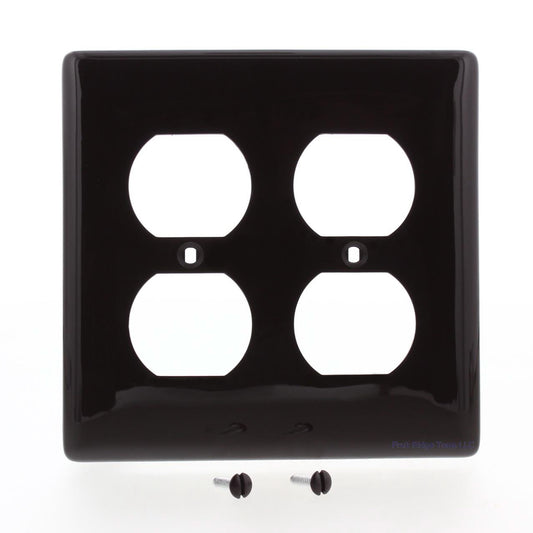 Hubbell NP82 Brown 2-Gang Duplex Outlet Unbreakable Nylon Standard Wallplate