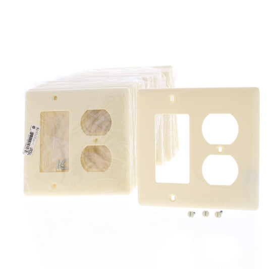 Hubbell NP826AL Almond 2-Gang Duplex Decorator Unbreakable Wallplate Cover 25pcs