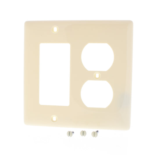 Hubbell NP826AL Almond 2-Gang Duplex Decorator Unbreakable Nylon Wallplate Cover
