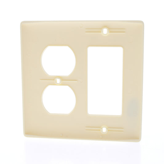 Hubbell NP826AL Almond 2-Gang Duplex Decorator Unbreakable Nylon Wallplate Cover