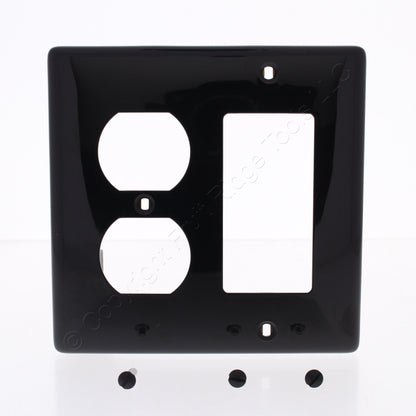 Hubbell NP826BK Black 2-Gang Duplex Decorator Unbreakable Nylon Wallplate Cover
