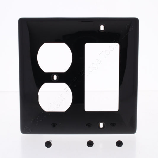 Hubbell NP826BK Black 2-Gang Duplex Decorator Unbreakable Nylon Wallplate Cover