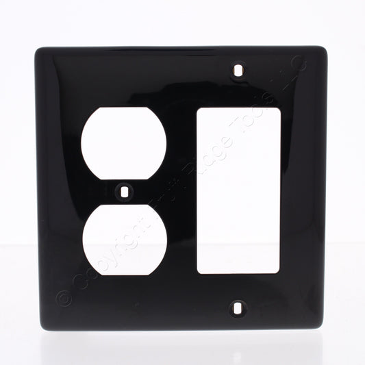 Hubbell NP826BK Black 2-Gang Duplex Decorator Unbreakable Nylon Wallplate Cover