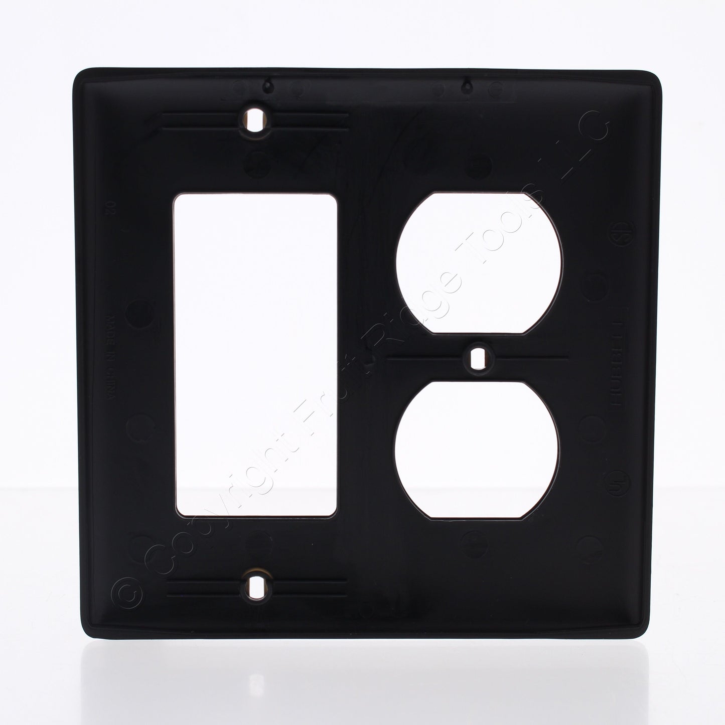 Hubbell NP826BK Black 2-Gang Duplex Decorator Unbreakable Nylon Wallplate Cover