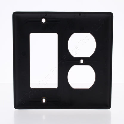 Hubbell NP826BK Black 2-Gang Duplex Decorator Unbreakable Nylon Wallplate Cover