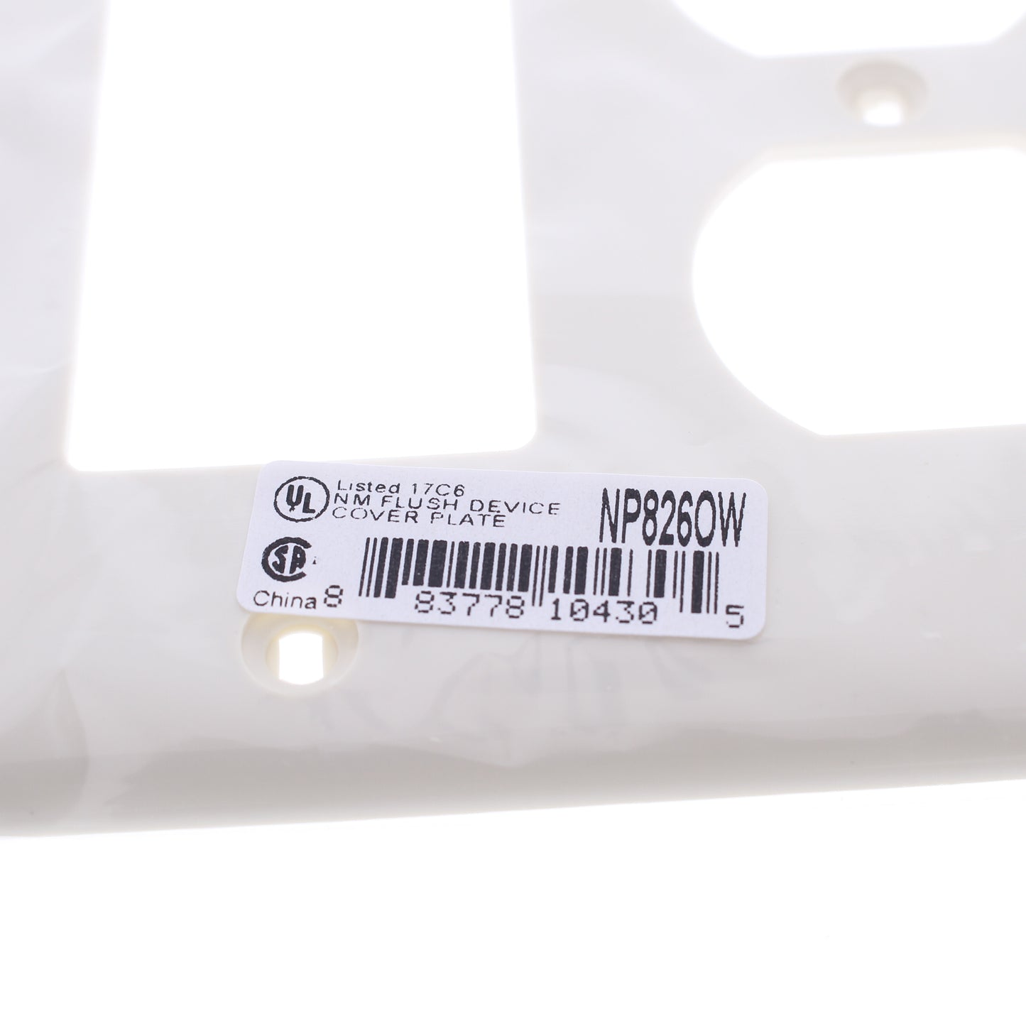 Hubbell NP826OW Office White 2-Gang Duplex Decorator Unbreakable Wallplate Cover