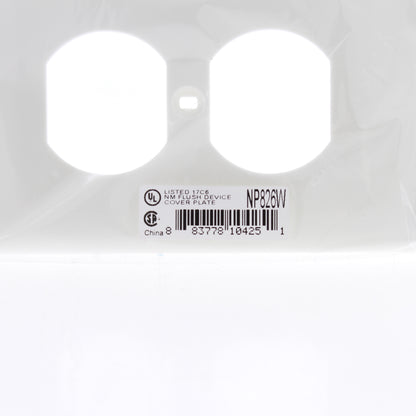 Hubbell NP826W White 2-Gang Duplex Decorator Unbreakable Nylon Wallplate Cover