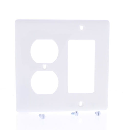 Hubbell NP826W White 2-Gang Duplex Decorator Unbreakable Nylon Wallplate Cover