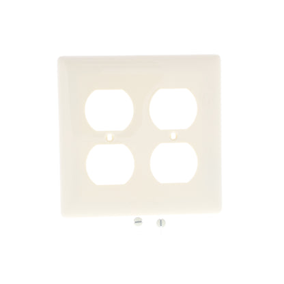 Hubbell NP82AL Almond 2-Gang Duplex Unbreakable Nylon Standard Wallplate Cover