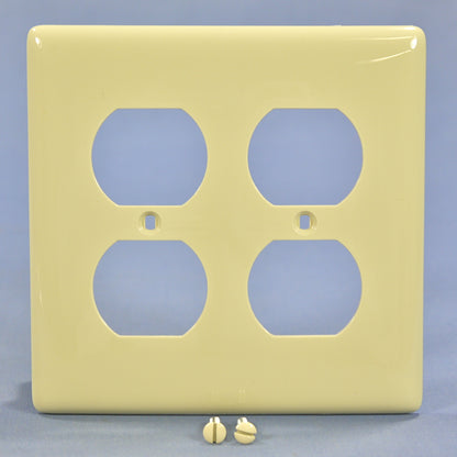 Hubbell NP82I Ivory 2-Gang Duplex Outlet Unbreakable Nylon Standard Wallplate