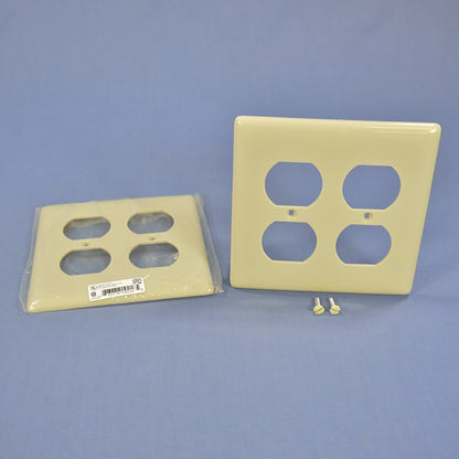 Hubbell NP82I Ivory 2-Gang Duplex Outlet Unbreakable Standard Wallplates 2pcs