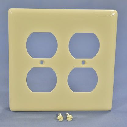 Hubbell NP82I Ivory 2-Gang Duplex Outlet Unbreakable Standard Wallplates 2pcs