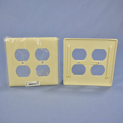 Hubbell NP82I Ivory 2-Gang Duplex Outlet Unbreakable Standard Wallplates 2pcs