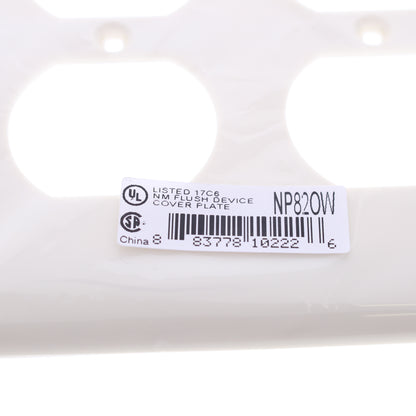 Hubbell NP82OW Office White 2-Gang Duplex Outlet Unbreakable Nylon Wallplate
