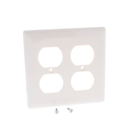 Hubbell NP82OW Office White 2-Gang Duplex Outlet Unbreakable Nylon Wallplate