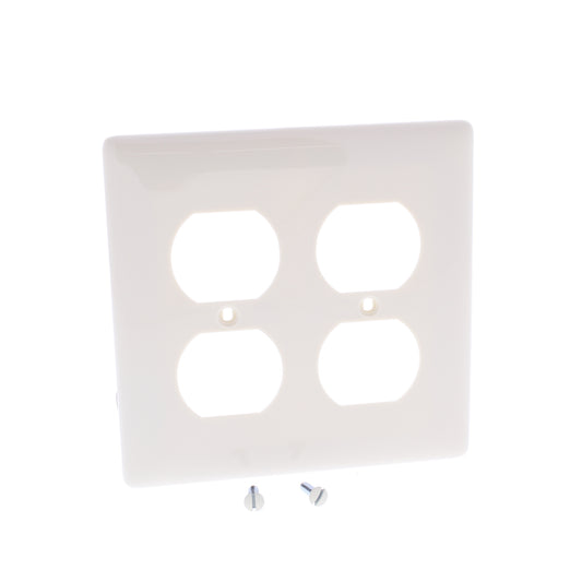Hubbell NP82OW Office White 2-Gang Duplex Outlet Unbreakable Nylon Wallplate