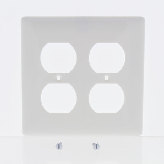 Hubbell NP82W White 2-Gang Duplex Outlet Unbreakable Nylon Standard Wallplate