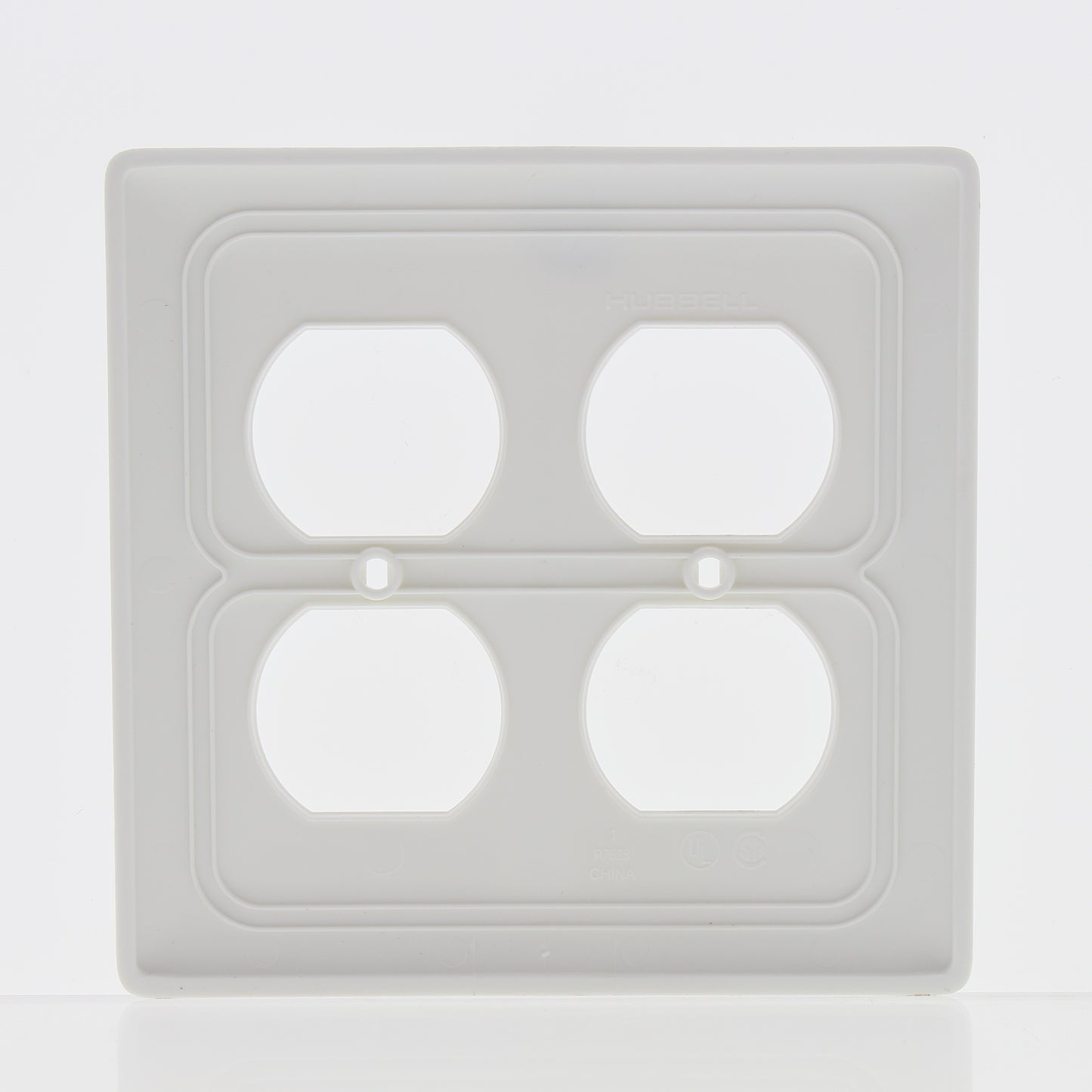 Hubbell NP82W White 2-Gang Duplex Outlet Unbreakable Nylon Standard Wallplate
