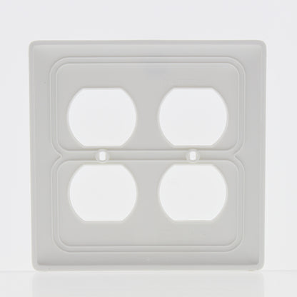 Hubbell NP82W White 2-Gang Duplex Outlet Unbreakable Nylon Standard Wallplate