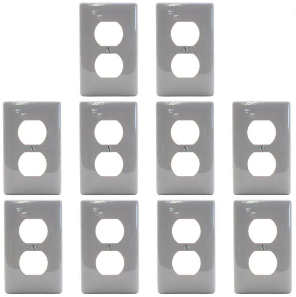 Hubbell NP8GY Gray 1-Gang Duplex Unbreakable Nylon Standard Wallplate Cover 10pc