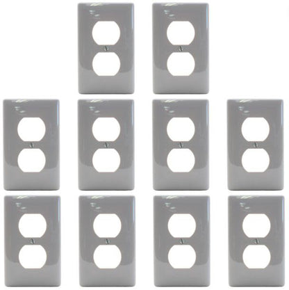 Hubbell NP8GY Gray 1-Gang Duplex Unbreakable Nylon Standard Wallplate Cover 10pc
