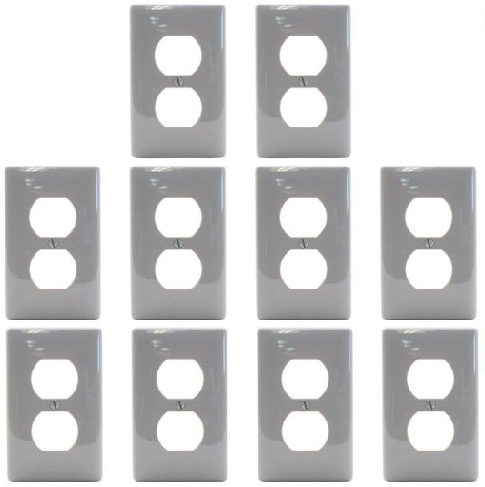 Hubbell NP8GY Gray 1-Gang Duplex Unbreakable Nylon Standard Wallplate Cover 10pc